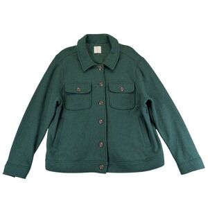 Joie Green Wool Blend Shirt Jacket Button Front Casual Workwear Women's Size XL
